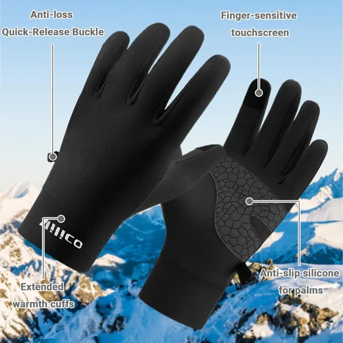 Miniatura 5 de Guantes de correr para hombres y mujeres, guantes de invierno para pantalla táctil, guantes térmicos ligeros con palma de silicona antideslizante