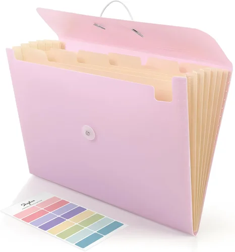 Miniatura 14 de SKYDUE Organizador de Archivos de Acordeón, Carpeta de Archivos Expandible con 7 Bolsillos, Organizador Portátil de Recibos, Papel de Facturas