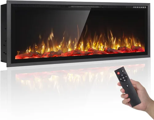 Miniatura 10 de PRETZI Chimenea eléctrica de 60 pulgadas, marco de aluminio ultra estrecho y pantalla ancha, insertos de chimenea eléctrica/montado en la pared