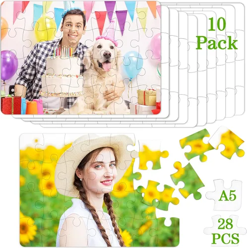 Miniatura 5 de Sumind 1 juego de rompecabezas de sublimación en blanco rectangular para hacer tu propio corazón blanco en forma de corazón, rompecabezas