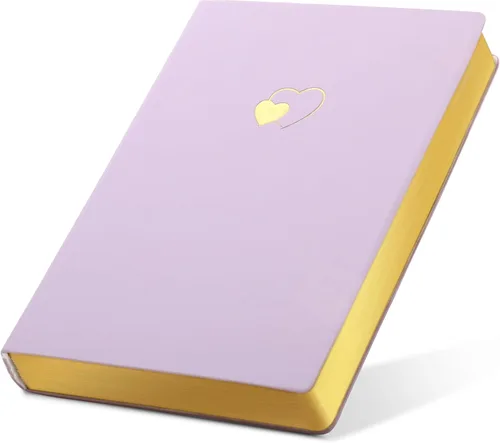 CAGIE Cuaderno con líneas para mujeres y niñas de 256 páginas, lindo diario con cuero en forma de corazón para escribir, cuadernos A5 de tapa blanda