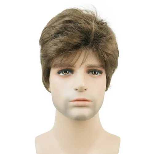 Miniatura 2 de Lydell Peluca de cabello sintético sintético corto natural para hombres (marrón ceniza medio)