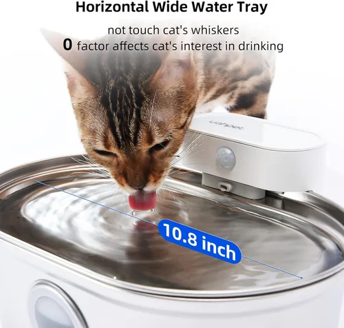 Miniatura 9 de uahpet Fuente de agua inalámbrica para gatos de acero inoxidable Pro, bomba externa a batería, dispensador de beber para perros con ventana de nivel