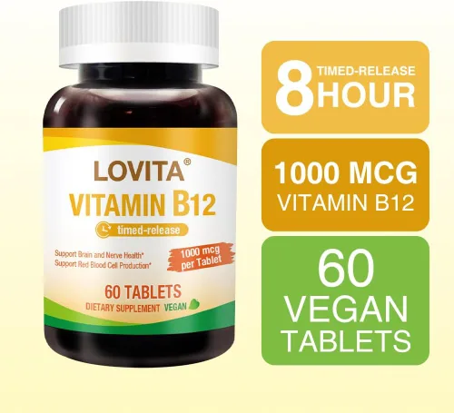Miniatura 3 de LOVITA Vitamina B12 de liberación sostenida 1000 mcg (como cianocobalamina), liberación programada, 60 tabletas veganas para apoyo a la salud