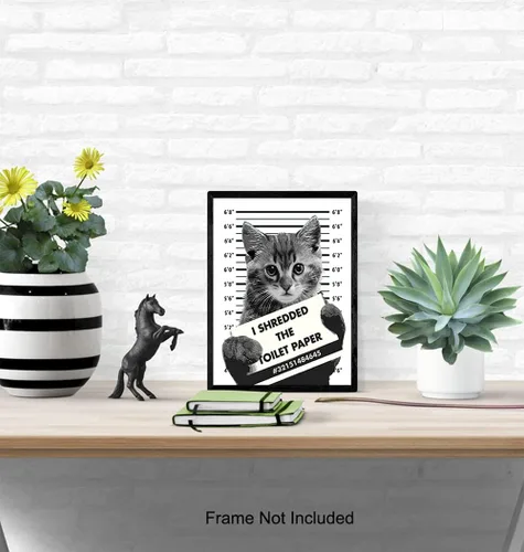 Miniatura 5 de Divertida decoración de pared de baño de gato, póster de decoración del hogar de 8 x 10 pulgadas, para baño, baño de invitados, tocador, regalo