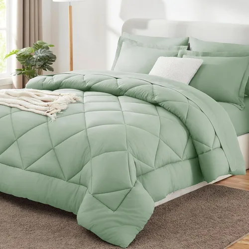 Miniatura 53 de CozyLux - Juego de edredón en una bolsa, para dormitorio universitario, todas las estaciones, edredón, sábanas y fundas para almohada y decorativas