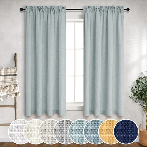 Miniatura 66 de Cortinas blancas puras de 38 pulgadas de ancho para dormitorio, juego de 2 paneles de cortinas de privacidad con bolsillo para barra, cortinas
