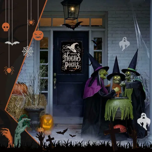 Miniatura 4 de Hocus Pocus - Letrero de metal para decoración de Halloween, letrero de hocus pocus bruja, 8 x 12 pulgadas, letrero de hocus pocus para decoración