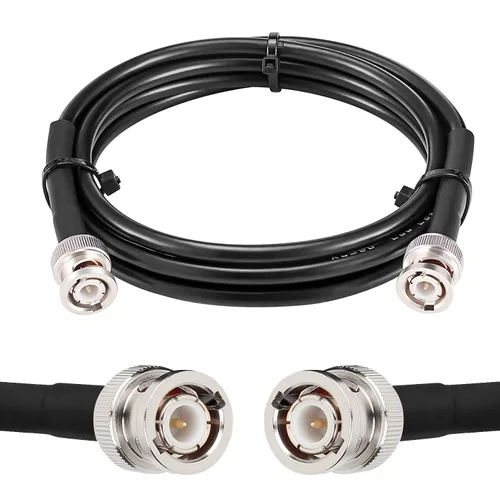 Miniatura 22 de MOOKEERF Cable BNC - 1 pie 2 piezas RG58 50 ohm macho a macho cables coaxiales de extensión BNC de baja pérdida para antenas, radios RF, módems
