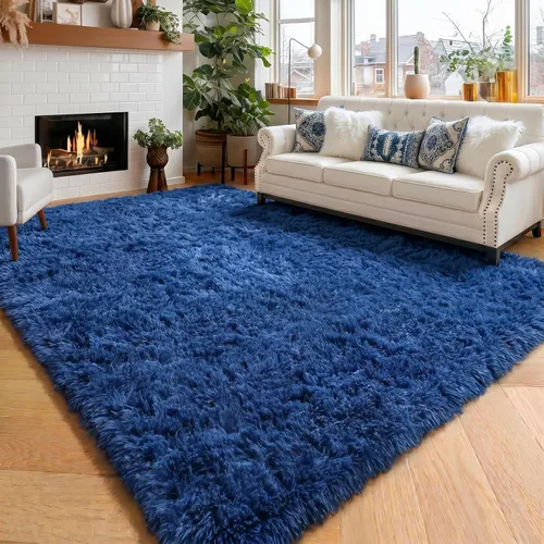 Miniatura 54 de Alfombras moradas para dormitorio de niñas, alfombra de 5 x 8 pies, alfombra peluda esponjosa para sala de estar, alfombras peludas gruesas