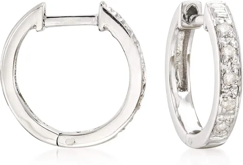 Miniatura 4 de Ross-Simons Pendientes de aro de topacio rosa de 6,50 quilates con detalles de diamante en plata de ley, 1.0in