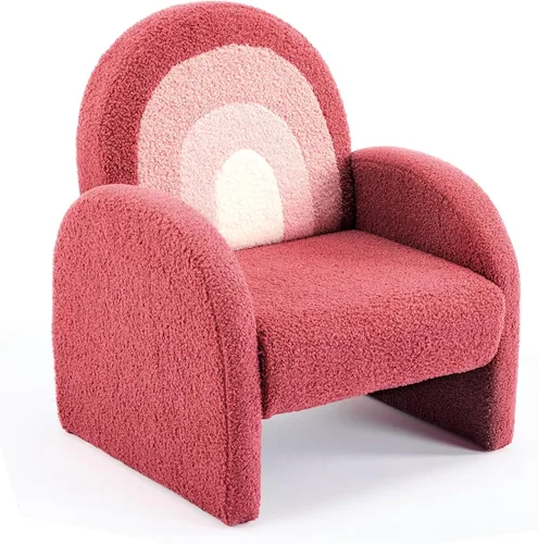 Miniatura 9 de JOYMOR Silla para niños, mecedora de forro polar con patas de madera maciza, diseño antipuntas, sofá infantil para guardería, sala de juegos, verde