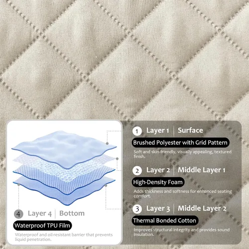 Miniatura 5 de Fundas para Sofá Seccional Impermeables 6 Piezas Funda para Sofá en Forma de L Lavable Antideslizante Fundas Protectoras para Sofá Seccional Suaves