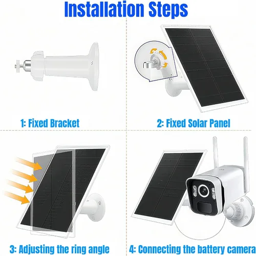 Miniatura 5 de Paquete de 2 paneles solares para cámara de seguridad con anillo, cargador de panel solar USB de 5 V de alta calidad IP65 impermeable, compatible