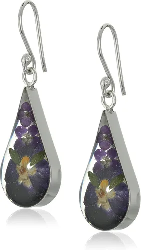 Miniatura 19 de Amazon Essentials Pendientes de plata de ley con forma de lágrima de flor prensada (anteriormente Amazon Collection)