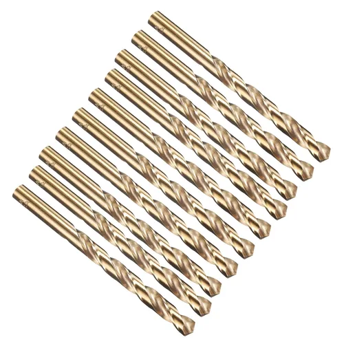 Miniatura 287 de PATIKIL Broca Jobber de 0.039 in, vástago recto M35 cobalto 5% acero de alta velocidad 135° acabado dorado para metal duro de acero inoxidable - 2