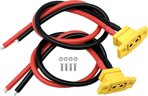 Miniatura 7 de 2 unidades Amass XT60E-M - Conector de batería macho montable, conector de montaje en panel XT60 con cable de 11.8 in para batería RC Lipo FPV