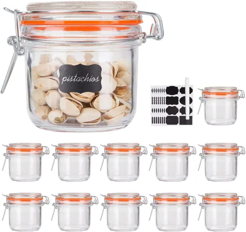 Miniatura 15 de Tarros Mason de boca ancha de 32 onzas con tapas herméticas con bisagras, tarro de vidrio grande con tapa para decapado, fermentación, enlatado