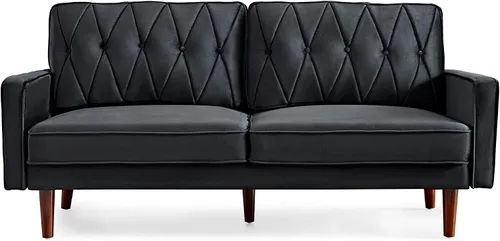 Miniatura 5 de Container Furniture Direct Sofás de terciopelo copetudo de estilo moderno para sala de estar con tapicería de tela suave y marco de madera maciza