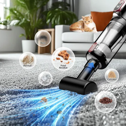 Miniatura 3 de MONOZEL Aspiradora de mano, 18000 Pa 2 en 1, aspiradora inalámbrica para automóvil y plumero de aire, motor de 130 W con batería de 7800 mAh, luz