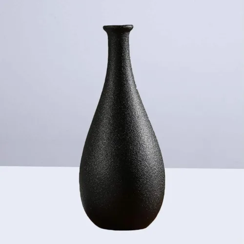 Miniatura 2 de ARTIBETTER Jarrón de cerámica negro de 7.87 x 3.34 pulgadas, simple jarrón decorativo para el hogar, oficina, escritorio, arreglos florales