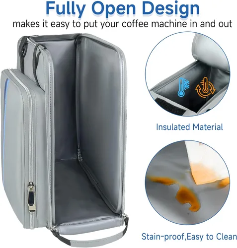 Miniatura 3 de Bolsa de viaje para cafetera, compatible con Keurig K-Mini, funda de transporte para cafetera de una sola porción compatible con K-Mini Plus con Gris