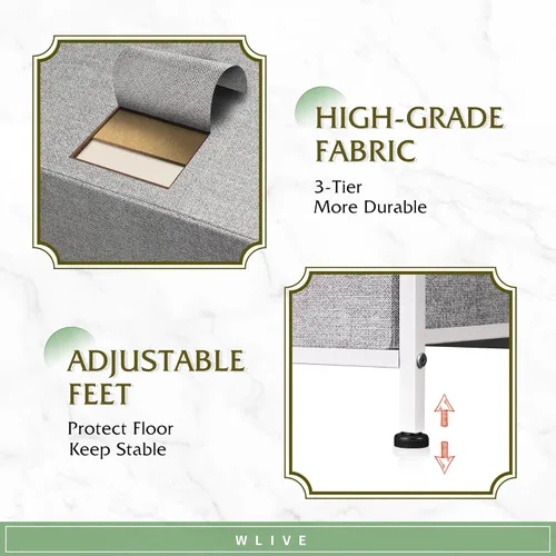 Miniatura 6 de WLIVE - Cómoda para dormitorio con 5 cajones, cómodas anchas para dormitorio con organizadores de cajones, cómoda con cajones, cómoda de tela