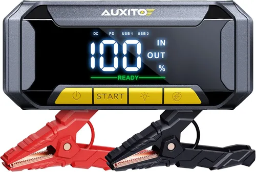 AUXITO 8000A Arrancador de Batería de Coche con Función de Fuerza de Impulso Caja de Arranque 60W Carga Rápida 160W Salida DC Arrancador Portátil