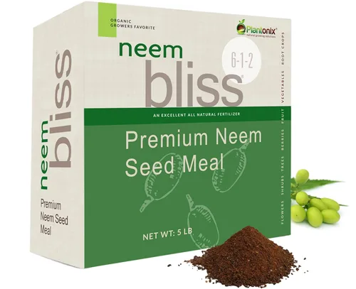 Meal de semillas de neem (5 libras) - Torta de neem orgánica para plantas - Fertilizante OMRI listado para plantas, vegetales, céspedes y jardinería