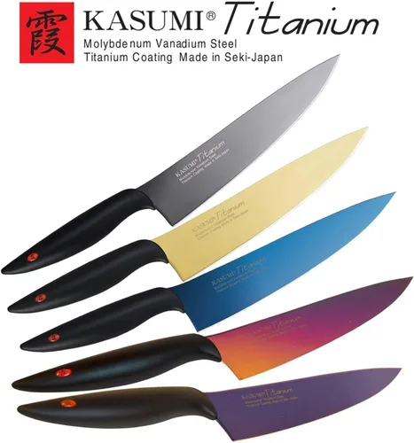 Miniatura 6 de SUMIKAMA KASUMI 22020/RA Cuchillo Kasumi, revestimiento de titanio, cuchillo en forma de espada, fabricado en Japón, 7.9 pulgadas (7.9 in), cuchillo