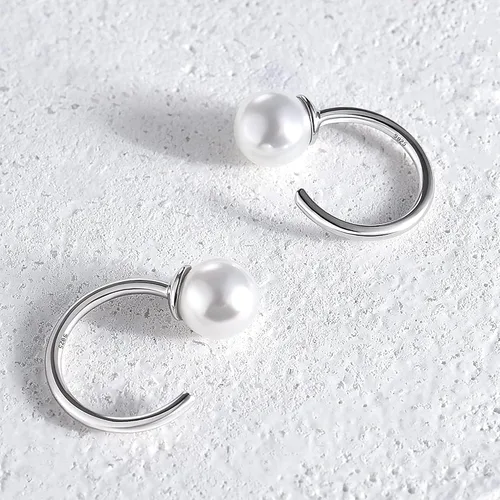 Miniatura 4 de Aretes de medio aro, aretes de aro pequeños de plata de ley 925 de bola, barra, estrella, luna, corazón, cruz, punto, triángulo, aretes