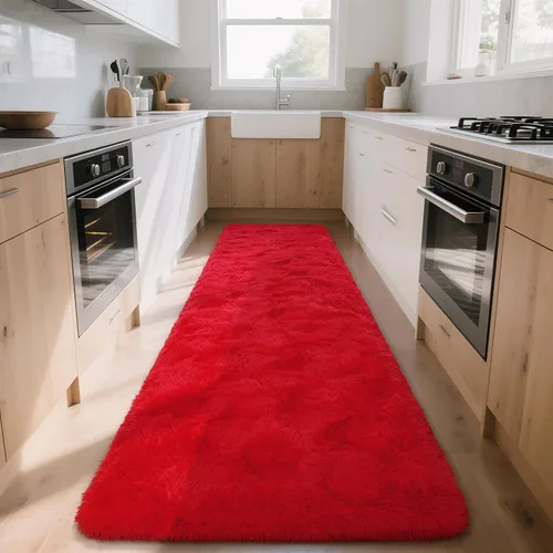 Miniatura 31 de DETUM Alfombra pequeña de 2 x 3 pies para dormitorio, Kicthen entrada, pasillo, lavable, antideslizante, color borgoña, alfombras de felpa