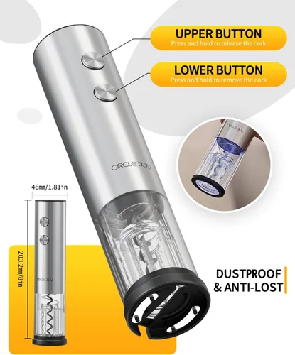 Miniatura 5 de CIRCLE JOY Abrevino eléctrico recargable 5 en 1 acero inoxidable juego de regalo de vino con cortador de aluminio, vertedor aireador de vino, anillo