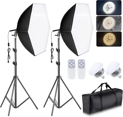 Torjim Kit de iluminación Softbox - Iluminación profesional de fotografía de 30 x 30 pulgadas para filmación, retrato de modelos, fotografía de