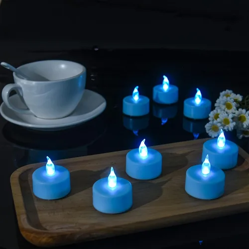 Miniatura 3 de Velas de té sin llama, funcionan con pilas, paquete de 50 velas votivas LED parpadeantes de larga duración, 200 horas, realistas y brillantes