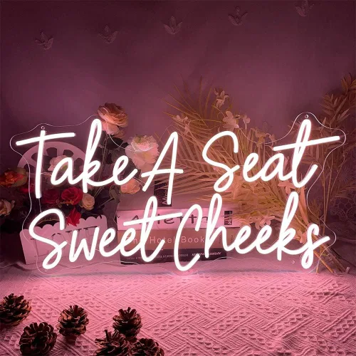 Miniatura 4 de Take a Seat Sweet Cheeks Neon Signs Custom Light Up Sign Indoor Bedroom Home Decor LED Neon Light Sign Large Backdrop Flex Birthday Wedding