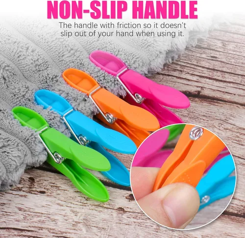 Miniatura 7 de Pinzas para ropa, paquete de 24 pinzas de plástico de colores, pinzas de ropa resistentes, clips de lavandería antideslizantes para colgar ropa