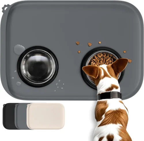 Miniatura 12 de Conlun Tapete de comida para perros, bordes elevados de 1/2 pulgada, tapete de alimentación para gatos para contención de derrames, tapete