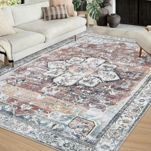 Miniatura 24 de COZYLOOM Alfombra vintage de 2 x 6 pies, estilo oriental con estampado floral, envejecida, estética, bohemia, de felpilla, para entrada, pasillo