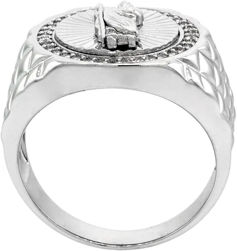 Miniatura 2 de Anillo redondo de plata de ley de 0.4in con circonio cúbico para hombre, talla 39 13