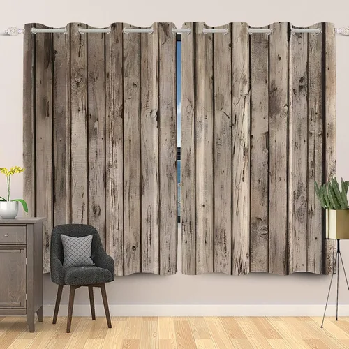 Miniatura 12 de Cortinas rústicas para ventana de puerta de granero, puerta de madera gris, puerta de garaje, tratamiento de ventana para sala de estar, dormitorio