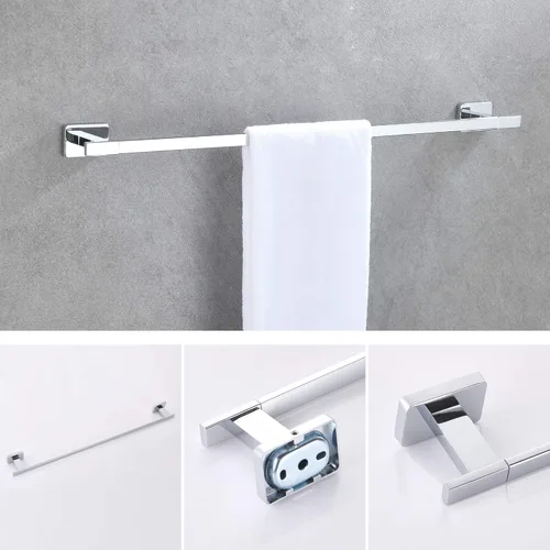 Miniatura 3 de Juego de accesorios de baño de 4 piezas, juego de toalleros de acero inoxidable cromado montado en la pared, incluye toallero de 16 pulgadas, anillo