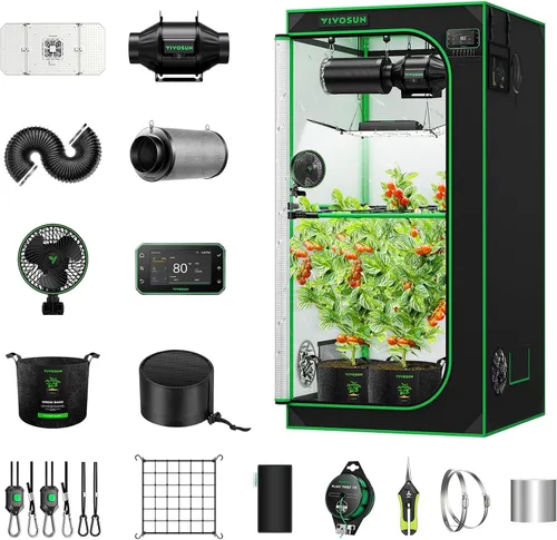 Miniatura 12 de VIVOSUN Smart Pro - Kit de tienda de cultivo de 2 x 2 pies, 1 planta, control automático integrado con WiFi con GrowHub E42A+, luz LED