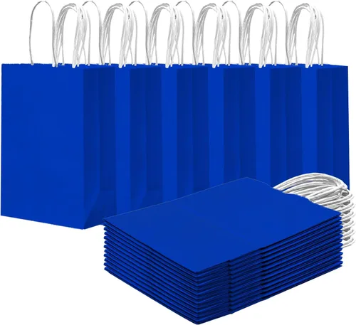 Miniatura 10 de qiqee 24 bolsas de regalo pequeñas con asas a granel de 8.3 x 6 x 3 pulgadas, bolsas de regalo amarillas brillantes, múltiples usos (tamaño pequeño)