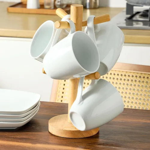 Miniatura 4 de Juego de 4 tazas de café de cerámica de 13 onzas, tazas de café blancas, tazas de té, juegos de tazas para beber en casa, oficina, restaurante