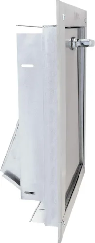Miniatura 3 de Manija universal de acero inoxidable compatible con ADA en L con cierre estándar de 12 pulgadas de ancho x 15 pulgadas de alto, puerta de canal