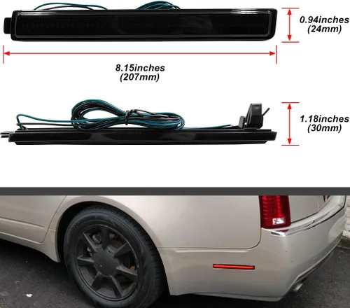 Miniatura 7 de Lente ahumada cubierta de señal de giro luz reflector para Cadillac 2008-2013 CTS 4 puertas Sedan Full LED parachoques trasero Fasica marcador