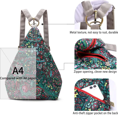 Miniatura 3 de Black Butterfly - Mochila prémium para mujer, estilo bohemio, casual, moderna, ligera y pequeña, verde (03-Green)