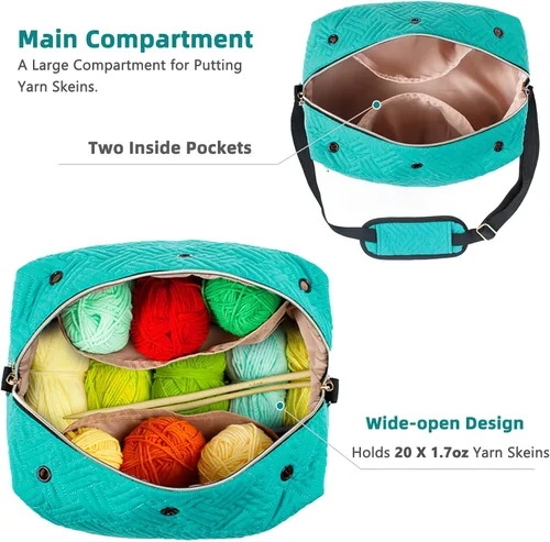 Miniatura 2 de MYBAGZING Organizador de bolsas de ganchillo - Bolsa de tejer - Organizador de almacenamiento de hilo - Bolsa de hilo para ganchillo - Soporte