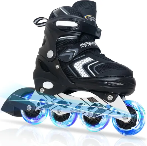 Nattork Patines en línea ajustables para niñas y niños con ruedas completamente iluminadas, patines en línea para principiantes para niños y jóvenes